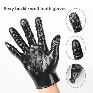 Guantes de Silicona Sensuales Wolf Tooth Negro/Rosa con Sensación Sexual para la Masturbación Vaginal Femenina - Juguetes Sexuales Unisex - Product Image 4
