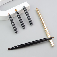 Ensemble de 4 pinceaux de maquillage pour les lèvres et les sourcils, poils synthétiques, manche en métal avec couvercle, portable, logo personnalisé