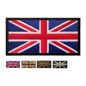 Tactical British Union Jack Patch ricamata bandiera inglese UK gran bretagna Applique Fastener Hook & Loop Emblem