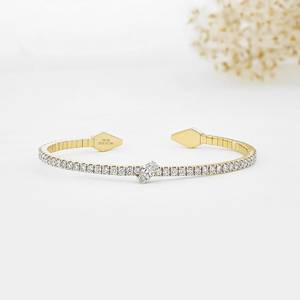 Women's Luxury 18K Solid Gold Diamond Tennis Bracelet with Pear-Shaped <b>Stones</b> for Anniversary & Wedding - Product Image 2