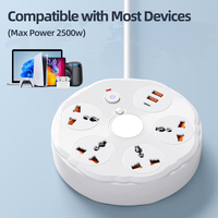 Cable de Extensión Universal con 4 Tomas de Corriente + 2 USB + 1 Tipo-C, Resistente al Fuego, 1.8m, Duradero, 10-13A, IP20, Enchufe UK, para Uso Internacional