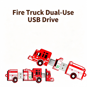 Clé USB en forme de camion de pompiers en caoutchouc 2 Go-32 Go, logo et couleurs personnalisés, interface USB 2.0, nouveau produit - Product Image 5