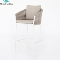 Ensemble de salle à manger d'extérieur moderne et décontracté en aluminium et corde tressée, facile à transporter, pour hôpitaux, hôtels, cours et jardins
