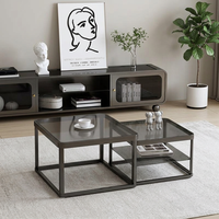 Ensemble meuble TV et table basse en bois couleur crème, petit format, idéal pour salon, canapé, maison, populaire, tendance, moderne, sur pied