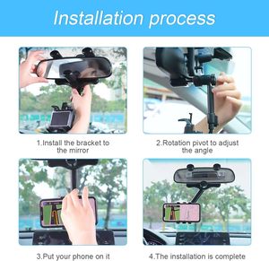 Nouveau support de téléphone portable pour voiture, support de moniteur de voiture, rotatif à 360°, rétractable, support de téléphone pour rétroviseur de voiture - Product Image 2