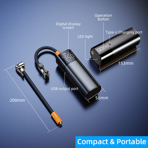 무선 디지털 화면 디스플레이 전기 금속 자동차 타이어 펌프 무선 타이어 공기 압축기 LED 램프와 휴대용 휠 팽창기 - Product Image 2