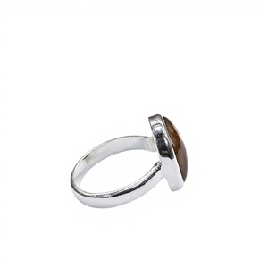 925 Sterling Silver Natural <b>Citrine</b> Cabochon <b>Ring</b> Solitaire Plain Band Finger Jewelry For Women Men Bulk - Product Image 6