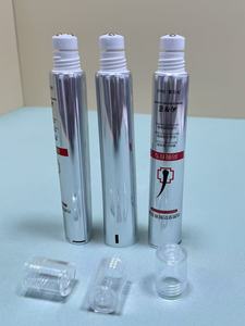 Silver Metallic <b>Squeeze</b> Tube with Roller <b>Ball</b> Applicator Cap for Hair Growth Serum - Product Image 1
