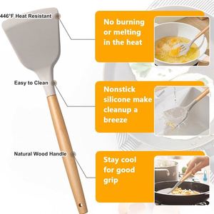 Heat Resistant <b>Kitchenware</b> 19 Pieces Non Stick Silicone Cooking Utensils Set With Knife Set Chopping Board and Holder - Product Image 3