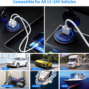 Chargeur de <span class=keywords><strong>voiture</strong></span> double USB RideWise 12V-24V QC3.0 avec interrupteur tactile, chargeur de <span class=keywords><strong>voiture</strong></span> à charge rapide, prise de chargeur de <span class=keywords><strong>voiture</strong></span> USB - Product Image 4