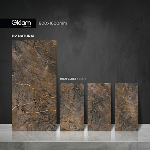 Azulejos de Porcelana Brillante con Efecto Mármol Marrón de 800x1600 mm para Interiores de Villas y Hoteles de Lujo - Product Image 1
