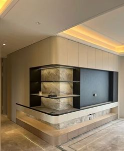 Meuble TV mural au design moderne avec lumière LED Support TV en bois pour la maison Meubles de salon - Product Image 2