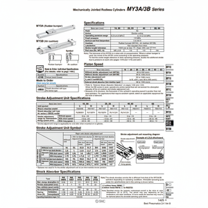 Cilindro sin vástago SMC Pneumatics, cilindros articulados mecánicamente, categoría de producto - Product Image 1