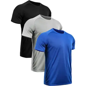 Custom Mens Training Shirt Dry Fit Sports T shirt O Neck Mesh Fabric