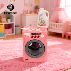 Розовая детская мини-стиральная машина для ролевых игр, имитация бытовой техники, игрушка для сюжетно-ролевых игр - Product Image 5