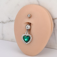 Bague de corps personnalisée de haute qualité pour la vente en gros, nouvelle bague de nombril en acier inoxydable et zircon en forme de cœur pour femme