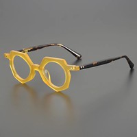 Monture de lunettes de lecture unisexe, faite à la main, en acétate bleu, imprimé vintage, octogonale, géométrique, durable, haut de gamme, transparente, à monture complète
