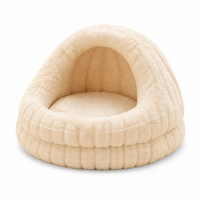Lit pour chien en forme de grotte, en peluche, avec capuche, anti-anxiété, pour petits chiens et chats, doux, lavable, en fausse fourrure, confortable, OEM ODM personnalisé