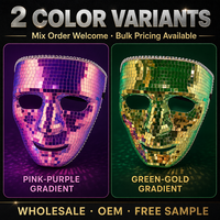 Masque de fête disco mosaïque effet miroir pour Halloween, accessoire de costume de bal masqué, lumineux dans le noir, fournitures de fête pour festival, vente en gros