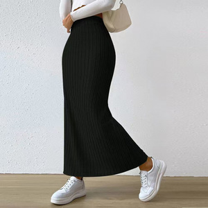 <span class=keywords><strong>Jupe</strong></span> <span class=keywords><strong>midi</strong></span> décontractée en maille fendue coupe ajustée pour femme, style européen et américain, collection automne/<span class=keywords><strong>hiver</strong></span>, en stock, ODM OEM - Product Image 5