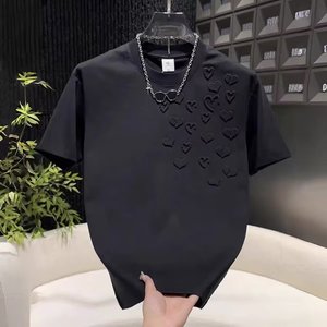 T-shirt pour homme, imprimé cœur 3D, décontracté, manches courtes, coupe classique, toile respirante, col rond, 100% coton, à porter au quotidien - Product Image 1
