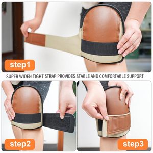 Genouillères de travail en cuir pour jardiniers, charpentiers, ouvriers du bâtiment, protection des genoux, soutien, genouillères pour travaux de pose de revêtements de sol - Product Image 5