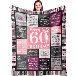 <b>Pink</b> Black Chalkboard Birthday Quotes Flannel <b>Blanket</b> <b>Throw</b> <b>Blanket</b> Nap <b>Blanket</b> Breathable Skin Friendly for Travel Camping - Product Image 4