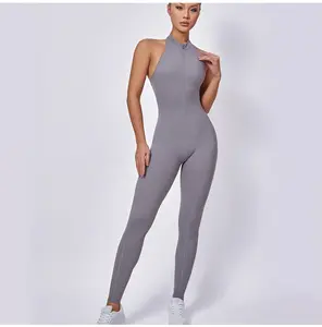 Women's Tummy Control Flared Pants Bodysuit With Zipper Jumpsuit Active Wear One Piece Yoga Leggings Jumpsuits for Tall Women