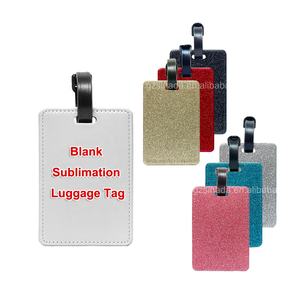 Vuelo viaje Rosa brillo rectángulo sublimación espacios en blanco equipaje etiquetas PU cuero para DIY nombre etiqueta insignia sublimación - Product Image 1