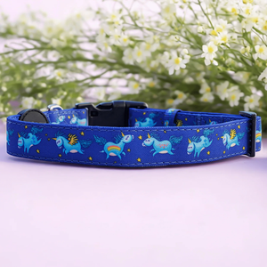 Marineblaues Einhorn-Hundehalsband, verstellbares Halsband aus Segeltuch und Neopren für Komfort und Stil, Haustierhalsband für alle Rassen - Product Image 4