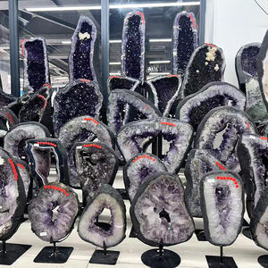 Vente en gros pendentif tranche géode améthyste naturelle pierres de guérison améthyste grappe géode cathédrale pour la décoration de la maison - Product Image 1