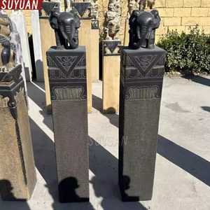 Colonna in Marmo Bianco con Scultura di <span class=keywords><strong>Elefante</strong></span> e Cavallo, Decorazione Moderna Fatta a Mano Personalizzata con Nuvole Auspicanti per Casa, Cortile e <span class=keywords><strong>Giardino</strong></span> - Product Image 5