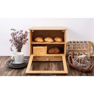 Caja de pan de bambú de doble capa con cajón para almacenamiento de alimentos para uso en la cocina - Product Image 5