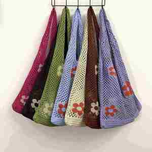 Sac fourre-tout en crochet à motif floral printanier 2024, sac à main en maille ajourée tendance - Product Image 4