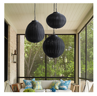 Lampe suspendue de style campagnard pour l'extérieur, lampe suspendue à brancher pour l'extérieur, globe suspendu pour l'extérieur, lampe en rotin pour la terrasse, pour restaurant