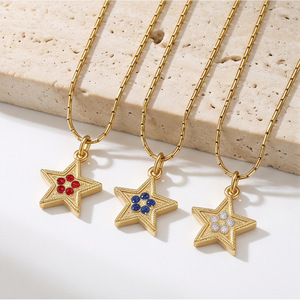 yunnique Luxury Women's Star Pendant Necklace 18K Gold Plated Stainless Steel Zircon Inlay Gift Jewelry for Leisure - Product Image 2