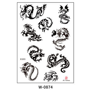 Autocollant de tatouage de <span class=keywords><strong>dragon</strong></span> chinois imperméable, décoration d'art à l'encre traditionnelle - Product Image 1