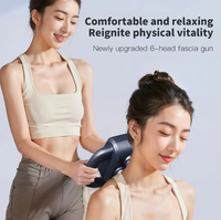Masseur corporel portatif à six têtes Pistolet fascia vibrant à haute fréquence sur grande surface Détente musculaire profonde pour pistolet de massage de la taille et du dos
