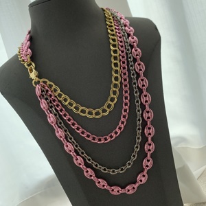 Collar multicapa hecho a mano, collar dulce y fresco para mujer, cadena cubana, cadena de Nariz de cerdo, collar metálico nuevo - Product Image 3