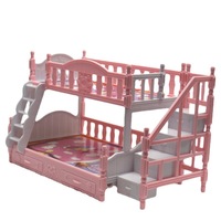 Mini Plastic Bunk Bed for Doll House, Double Sleep Bed