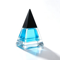 Botol Parfum Kaca Transparan Bentuk Segitiga 30ml 50ml 100ml Grosir dengan Tutup Plastik, Sablon & Logo Custom