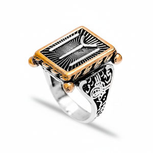 Tugra Signet Square Shape Ottoman Authentic <b>Ring</b> <b>Men</b> 925 <b>Ring</b> Turkish Wholesale Handmade 925 Sterling <b>Silver</b> for <b>Men</b> - Product Image 2