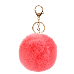 Girly Pom Pom Sleutelhanger Vossenbont Sleutelhanger Fuzzy Roze Bont Bal Puffball Sleutelhanger Harige Furball Sleutelhanger Bladerdeeg Bal Sleutelhangers