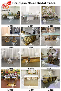 SMOOTH Chic Black Mirror Glass Surface Eventos Mesa Recepción de bodas Mesa principal para boda Novia y novio Accesorios de mesa - Product Image 5