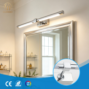 COMBO Lampe LED chromée pour miroir 3500K Blanc chaud, éclairage de salle de bain à montage en surface, design moderne, IRC 85+ - Product Image 1