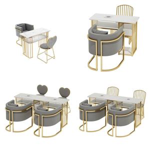 Ensemble table et chaise de manucure Zxm, style nordique, en fer, moderne, double couche, marbre, pour salon de manucure, salon de beauté ou salon - Product Image 3