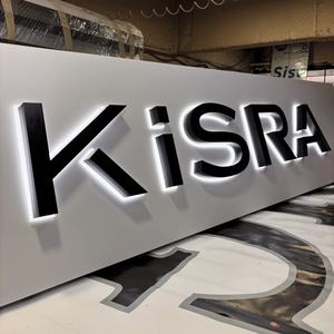 Letrero minimalista de alta gama para tienda, de <span class=keywords><strong>acero</strong></span> inoxidable negro con retroiluminación acrílica para publicidad en la fachada de la tienda. - Product Image 3