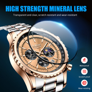 Montre à quartz pour homme, chronographe analogique, phase de lune, étanche 30M, boîtier en alliage de zinc 45mm, légère, batterie longue durée - Product Image 4