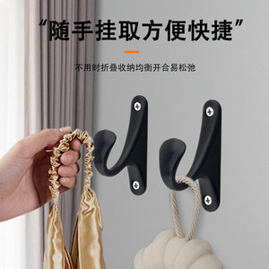 Wall Mounted Coat <b>Hook</b> <b>Black</b> Plastic 90 Degree <b>Hook</b> Design For Bathroom Wardrobe Clothing Storage - Product Image 2