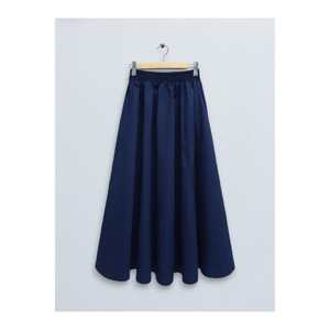 Jupe en popeline à taille élastique, silhouette évasée, jupe pour femme - Product Image 2
